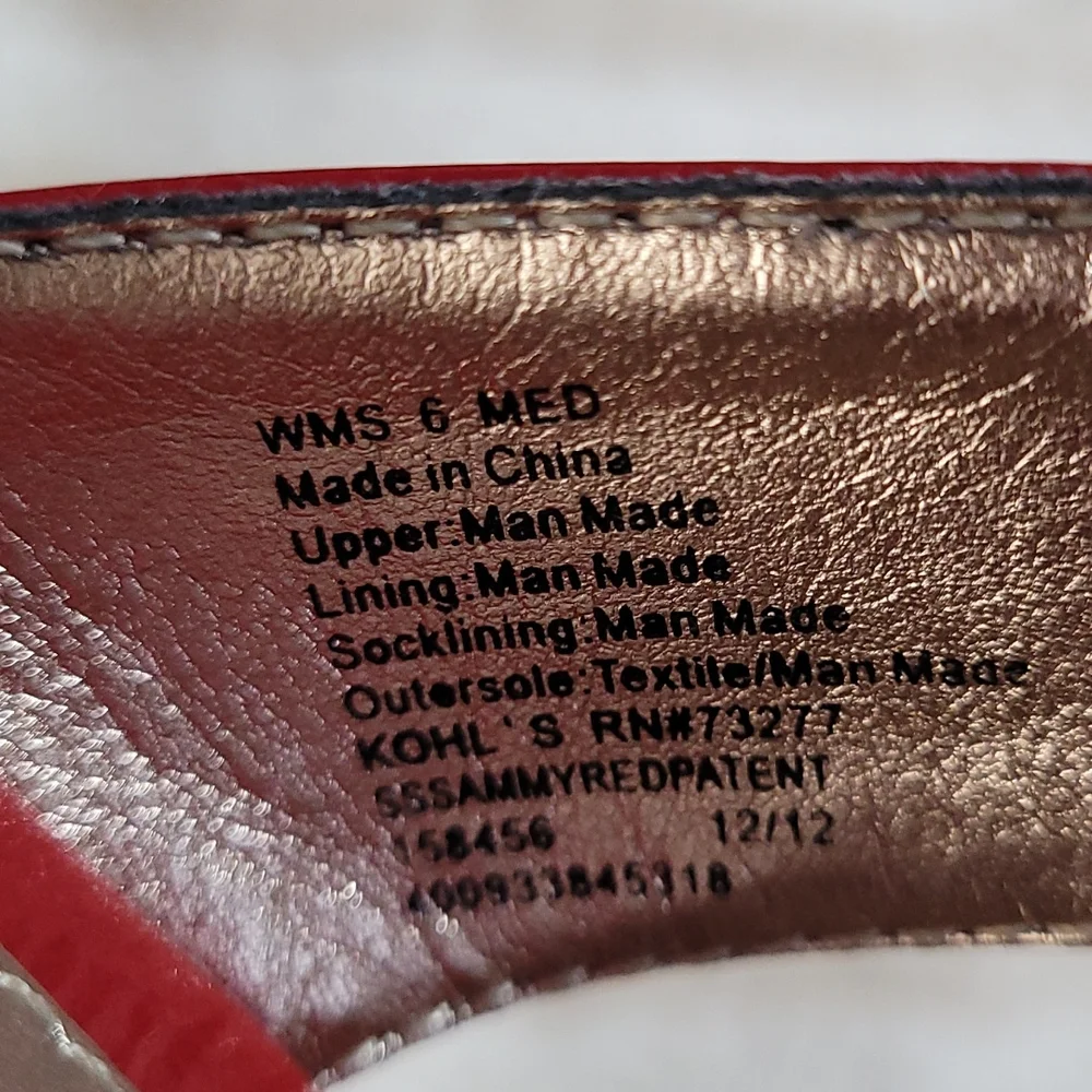 NEW High Heel Sandals Red Patent Open Toe Sole Sense Ability Pad Croft Barrow 6